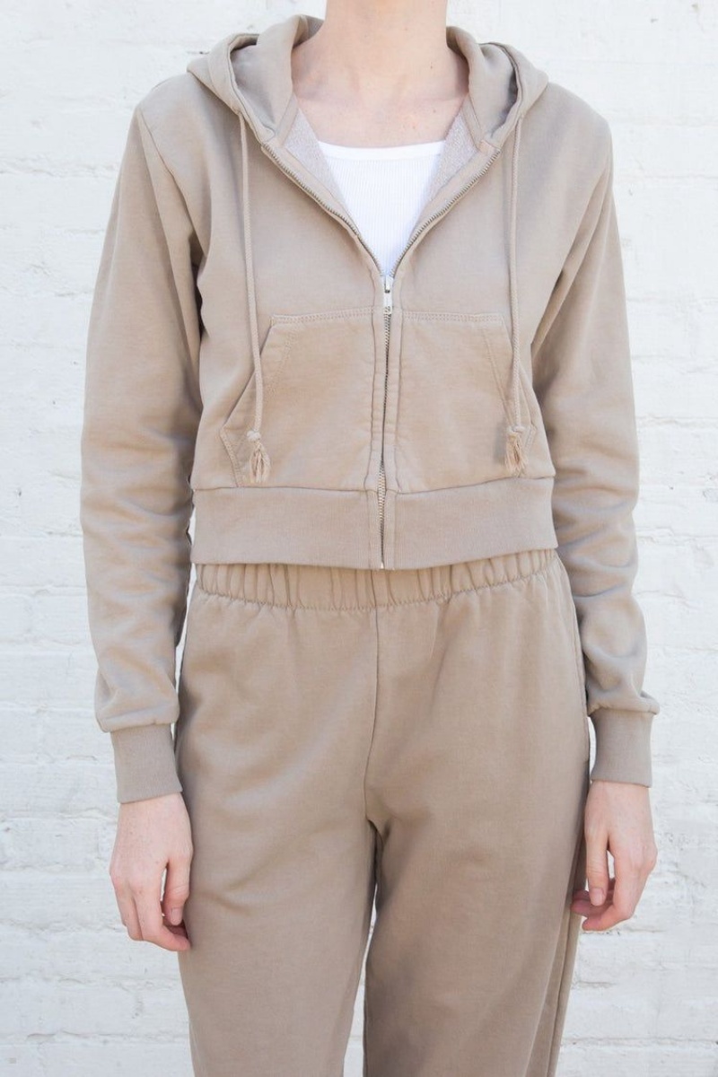 Sweat a Capuche Brandy Melville Crystal Kaki | FDK-48970295